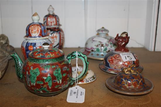 Imari lidded pots etc